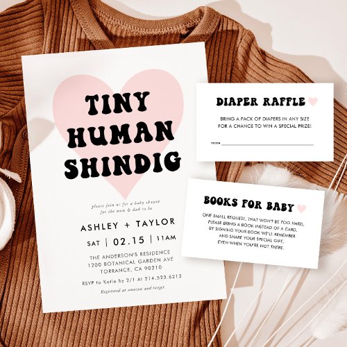 Tiny Human Shindig Modern Baby Shower Invitation