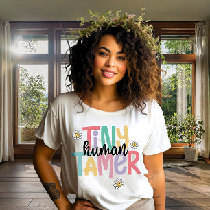Tiny Human Tamer Cute Colorful Handwritten Text Plus Size T-Shirt