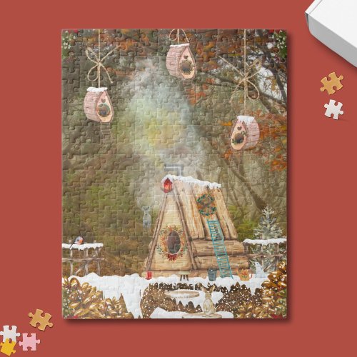 Tiny Huts in Enchanted Forest  Jigsaw Puzzle