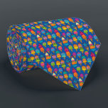 Tiny Ice Cream Cones on Blue Pattern Neck Tie<br><div class="desc">You might have to look twice at this tie to notice the colorful pattern of tiny ice cream cones! Includes scoops of strawberry, vanilla, lime, blueberry, orange, and more, on a blue background. Sweet!</div>