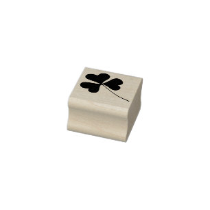 Tiny Irish Shamrock Floral Leaf - Long Stem Rubber Stamp