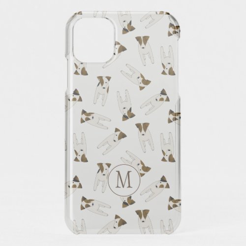 Tiny Jack Russell Terriers pattern monogrammed iPhone 11 Case
