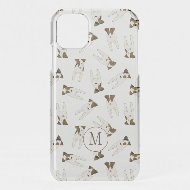 Tiny Jack Russell Terriers pattern monogrammed Uncommon iPhone Case (Back)