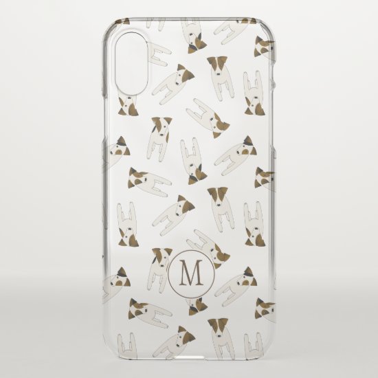 Tiny Jack Russell Terriers pattern monogrammed iPhone XS Case
