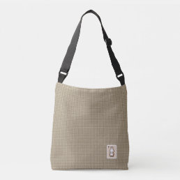 Tiny latte bunny in Vintage Houndstooth  Crossbody Bag