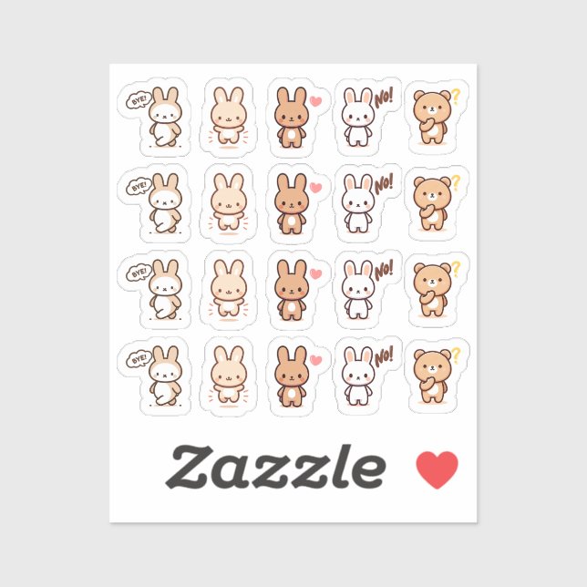 Tiny latte emotion alanimals planner sticker (Sheet)