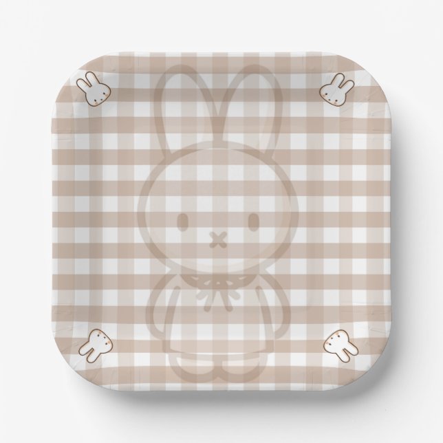 Tiny Latte gingham Paper Plates (Front)