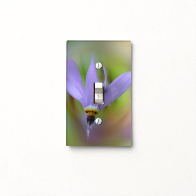 Tiny Lavender Purple Wildflower Nature Light Switch Cover (In Situ)