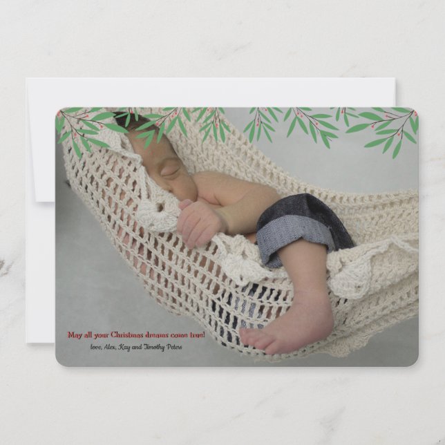 Tiny Leaves Holiday Photo Card (Front)