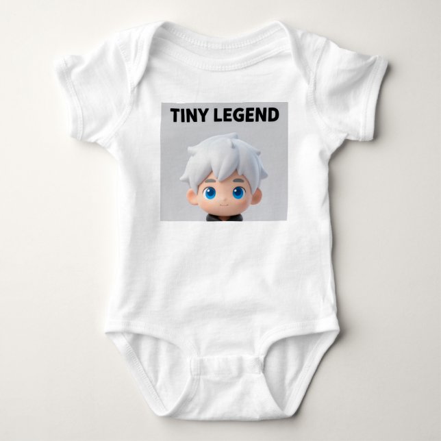 Tiny Legend White Hair Chibi Boy Baby Bodysuit (Front)