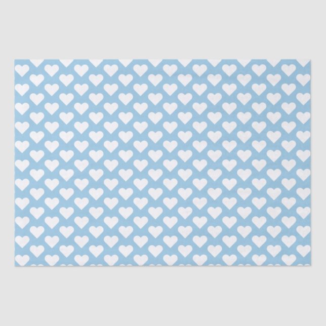 Tiny Light Blue Hearts Pattern Tissue Paper (Front)