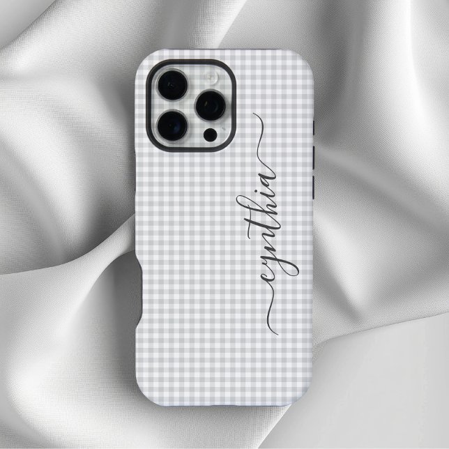 Tiny Light Grey Gingham Signature iPhone Case (Tiny Light Grey Gingham Signature iPhone Case)