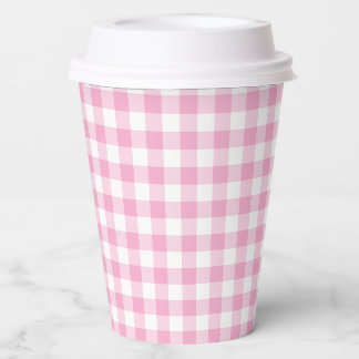 Tiny Light Pink and White Gingham Paper Cups