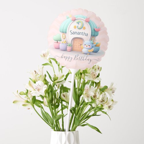 Tiny little house with dragon Baby Girl Birthday Balloon