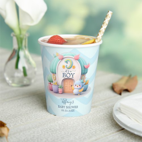 Tiny little house with dragon Boy Baby Shower Paper Cups