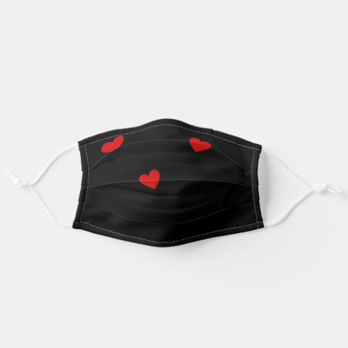 Tiny Love Heart Simple Plain Black Minimalist Cute Adult Cloth Face Mask