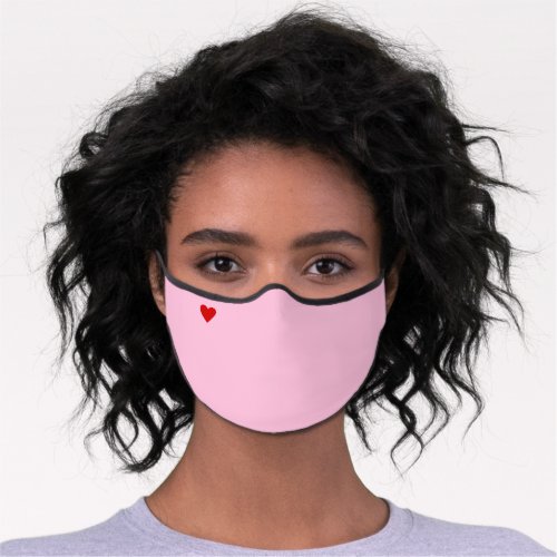 Tiny Love Heart Simple Plain Pink Minimalist Cute Premium Face Mask