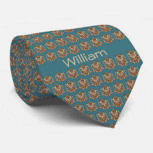 Tiny Mandala Owl Pattern Neck Tie