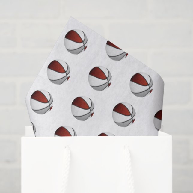 tiny maroon gray basketballs pattern tissue paper (Gift Bag)