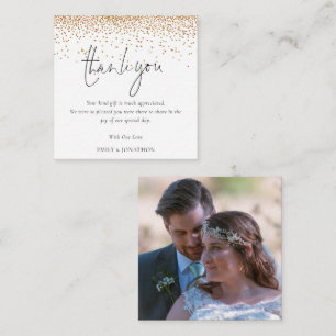 TINY MINI SIZE Gold Glitter Photo Wedding Thanks Note Card