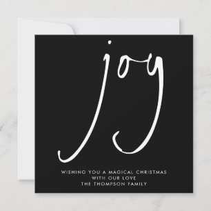 TINY MINI SIZE Joy Script White Black Holiday Note Card