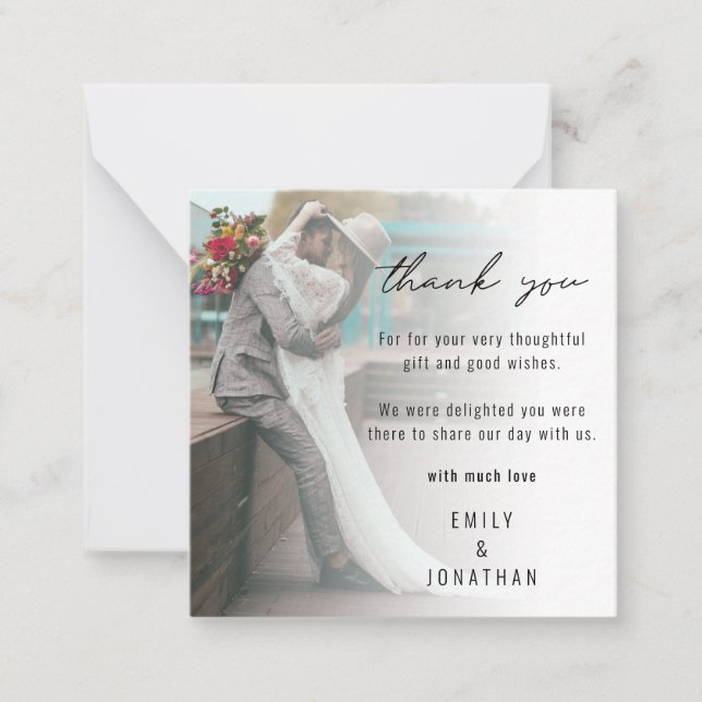 TINY MINI SIZE Photo Wedding Thank You  Note Card (Front)