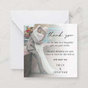 TINY MINI SIZE Photo Wedding Thank You  Note Card
