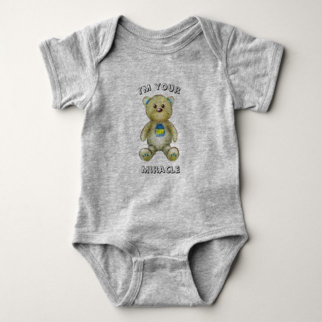 Tiny Miracle Fancy Bear Baby Bodysuit (Front)