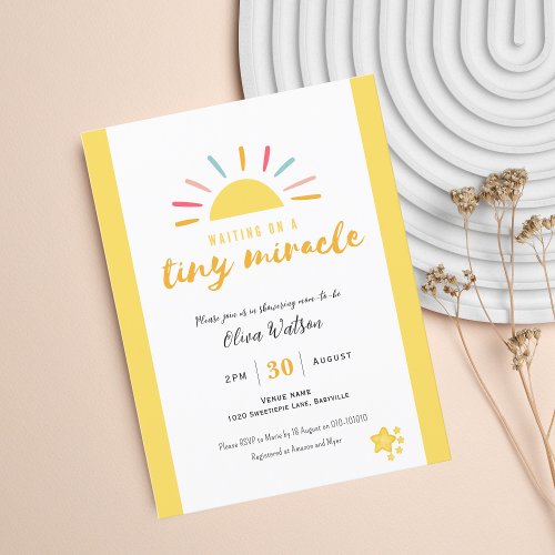 Tiny miracle postcard invitation Baby Shower