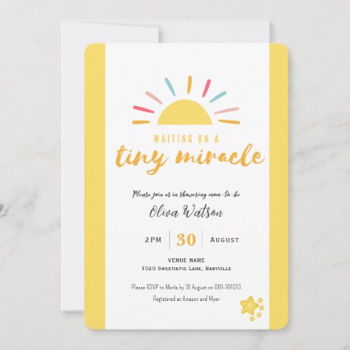 Tiny Miracle sun Premium Baby Shower Invitation