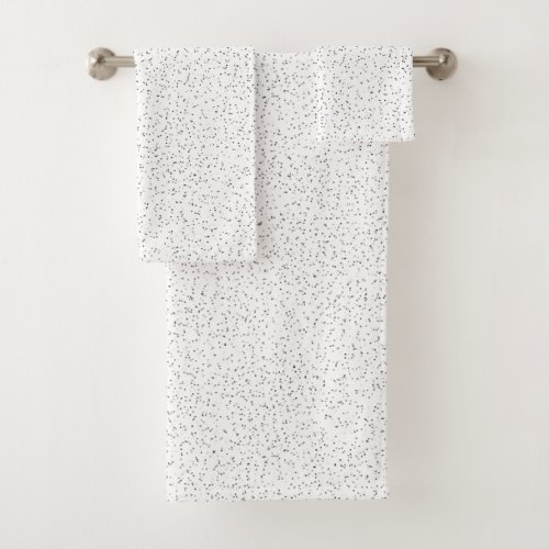 Tiny Monochrome Black Gray  Cream Dots on White Bath Towel Set