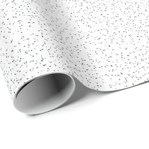Tiny Monochrome Black Gray  Cream Dots on White Wrapping Paper