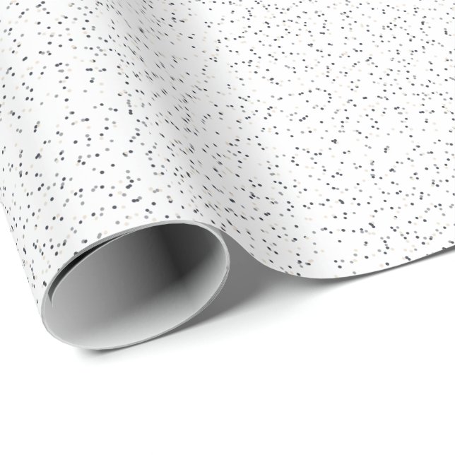 Tiny Monochrome Black, Gray & Cream Dots on White Wrapping Paper (Roll Corner)