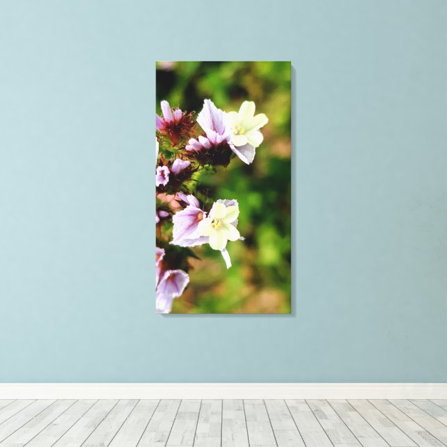tiny multi colour flower spring flora collection canvas print (Insitu(Wood Floor))