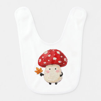 Tiny Mushroom Friend With Maple Leaf Baby Bib