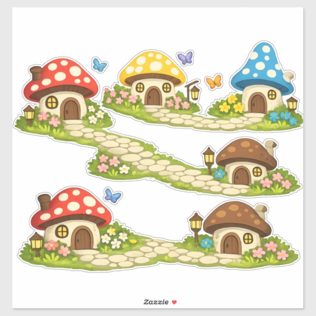 Tiny Mushroom Village Sticker (Sheet)