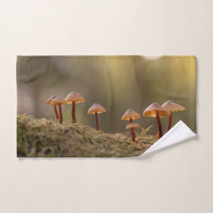 Tiny Mushrooms Nature Photo Hand Towel