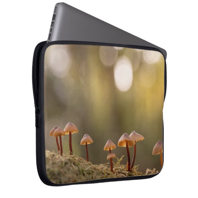 Tiny Mushrooms Nature Photo Laptop Sleeve (Front Right)