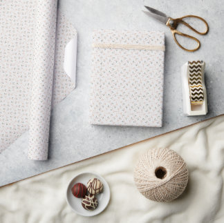 Tiny Neutral Floral Print with Beige and Sage Tone Wrapping Paper