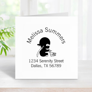 Tiny Ninja Folding Origami Paper Star Address Rubber Stamp