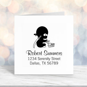 Tiny Ninja Folding Origami Star Address 4 Self-inking Stamp