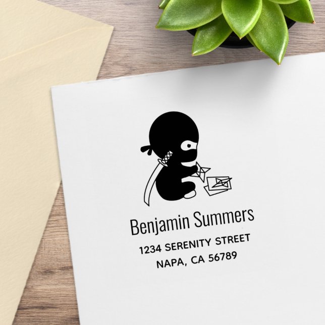 Tiny Ninja Folding Origami Star Address Rubber Stamp (Creator Uploaded)