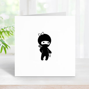 Tiny Ninja Girl 1x1 Rubber Stamp