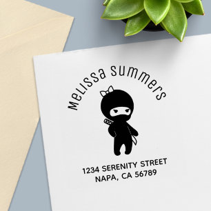Tiny Ninja Girl Arch Address Self-inking Stamp