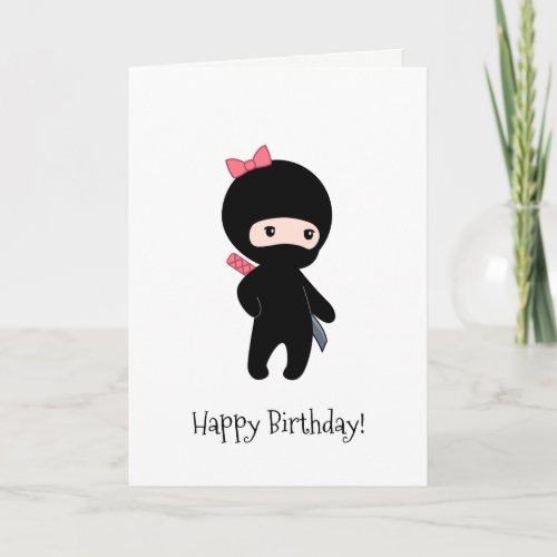 Tiny Ninja Girl Birthday Card