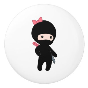Tiny Ninja Girl Ceramic Knob