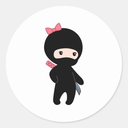 Tiny Ninja Girl Classic Round Sticker