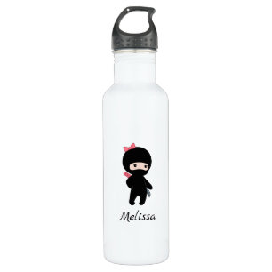 Tiny Ninja Girl Custom Name Stainless Steel Water Bottle