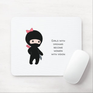 Tiny Ninja Girl Inspirational Quote Mouse Pad