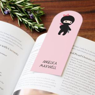 Tiny Ninja Girl on Pink Bookmarks